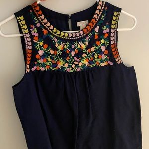Jcrew embroidered sleeveless blouse